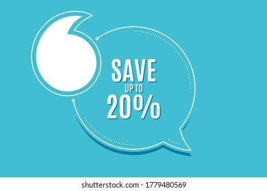 Bieten Sie Banner mit Text an. Sparen Sie bis zu 20 %. Preisschild für den Rabattverkauf. Sonderangebot-Symbol. Textvorlage für Zitate Kreatives Notierungsmarken-Design. Wiederholungserklärung Vektorgrafik
