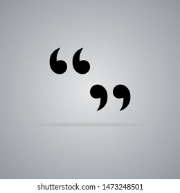 Quote black icon isolated on white background. Vector template.
