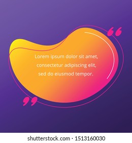 Quote Blank Frame Vector Template. Pink And Yellow Gradient Speech Bubble. Quotation, Citation Text Box Design. Asymmetric Stain Empty Textbox Background For Message, Comment, Note