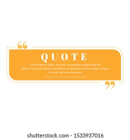 Quote blank frame vector template. Orange speech bubble. Quotation, citation text box design. Rectangle with rounded and sharp edges empty textbox background for message, comment, note