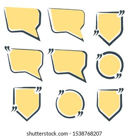 Quote Blank Icon and Label on White Background in Box.  Simple Vector Illustration.