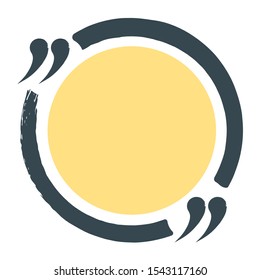 Quote Blank Icon and Label on White Background in Box. Template for Note, Message, Comment and Thoughts. Simple Vector Illustration.