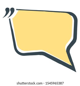 Quote Blank Icon and Label on White Background in Box. Template for Note, Message, Comment and Thoughts. Simple Vector Illustration.