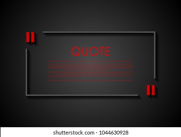 Quote blank speech bubble abstract rectangle dark design. Vector background