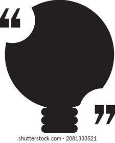 Quote blank speech citation in lamp form vector. Quotation creative wise mention, discuss and talk textbox. Form for comment or phrase, idea or think black and white flat cartoon illustration