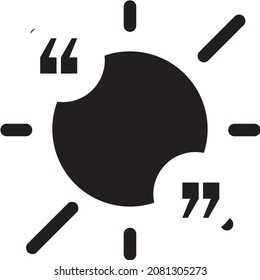 Cita la cita en blanco en el vector de forma solar. Cita mención creativa sabia, discusión social y caja de texto. Forma de comentario o frase, idea o pensar ilustración de dibujos animados planos en blanco y negro