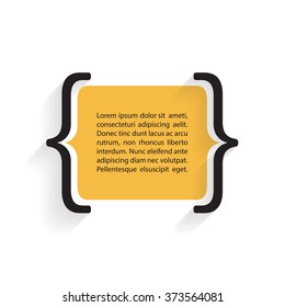 Quote blank template with bracket and shadow. Vector illustration.