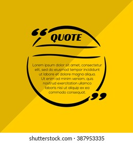 Quote blank template. Quote bubble. Empty template. Business card template, paper sheet, information, text. Quote form. In yellow and black colors.