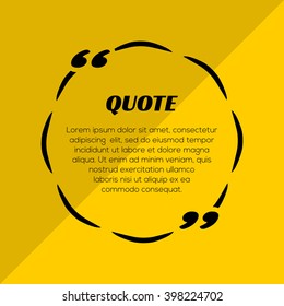 Quote blank template. Quote bubble. Empty template. Business card template, paper sheet, information, text. Quote form. In yellow and black colors.