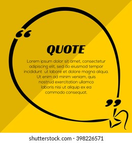 Quote blank template. Quote bubble. Empty template. Business card template, paper sheet, information, text. Quote form. In yellow and black colors.