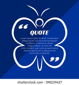 Quote blank template. Quote bubble. Empty template. Business card template, paper sheet, information, text. Quote form. In blue and white colors.