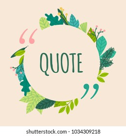 Quote blank template. Spring design elements with leaves.  Paper sheet, information, text  for your design.