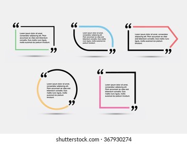 Quote blank template.  Vector eps 10 set. Empty quote bubble.  Quote form. Quote citation blank template. Blank template with print information design quotes. Color  quote bubble.