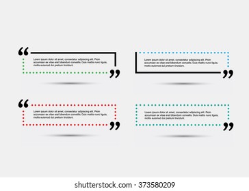 Quote blank template.  Template vector eps 10 set. Empty quote bubble.  Quote form. Quote citation blank template. Blank template with print information design quotes. Color  quote bubble.