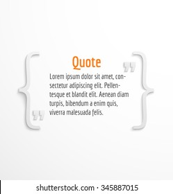 Quote blank with text message bubble, dialog box template on white background. Vector illustration