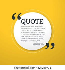 Quote Blank Vector Design Template. Vector Typographic Background Design. Quote Text Bubble. White Circle with Place for Text on Yellow Background