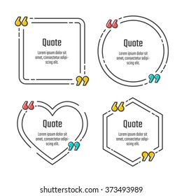 Quote Blank Vector Template Set. Quote Icon In Line Style.