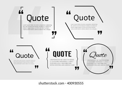 Quote blanks templates with text bubble with Commas. Vector Empty template for note,message, comment. Dialog box. Quote bubble, quoting box, icon