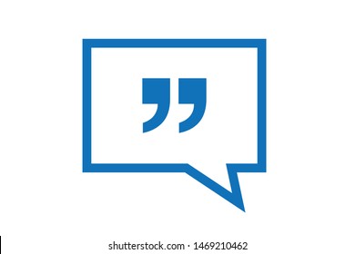 Quote blue icon vector on white background  