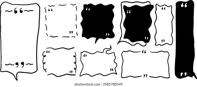 Quote Box Dialogue Box Illustration Set – Hand-Drawn Speech Bubbles