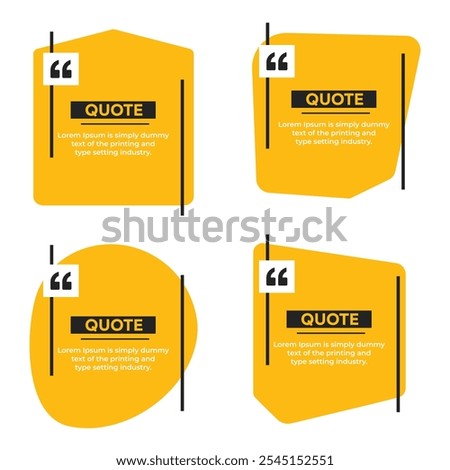 Quote box frame banner with quote marks vector template