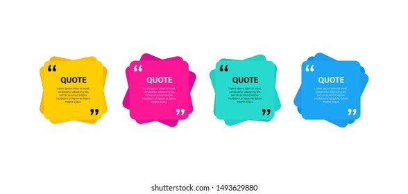 Quote box frame, big set. Quote box icon. Texting quote boxes. Blank template quote text info design boxes quotation bubble blog quotes symbols. Creative vector banner illustration.