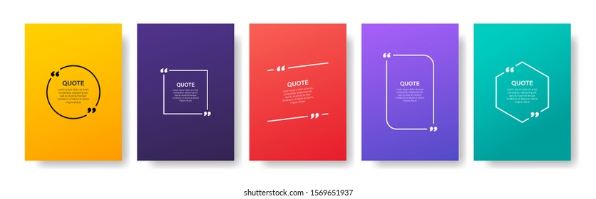 Quote box frame, big set. Quote box icon. Texting quote boxes. Blank template quote text info design boxes quotation bubble blog quotes symbols. Creative vector banner illustration.