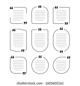 Quote box frame, big set. Texting quote boxes. Colored Blank template quote text info design boxes quotation bubble blog quotes symbols