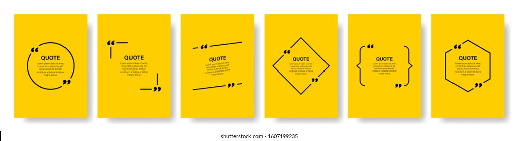 Quote Box Frame, Big Set. Quote Box Icon. Texting Quote Boxes. Blank Template Quote Text Info Design Boxes Quotation Bubble Blog Quotes Symbols. Creative Vector Banner Illustration.