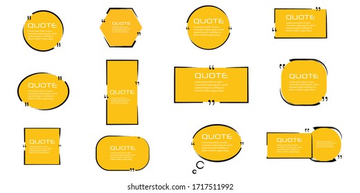 Quote box frame, big set. Quote box icon. Texting quote boxes. background. Vector illustration.