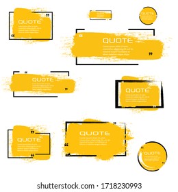 Quote Box Frame, Big Set. Quote Box Icon. Texting Quote Boxes. Blank Grunge Brush Background. Vector Illustration 