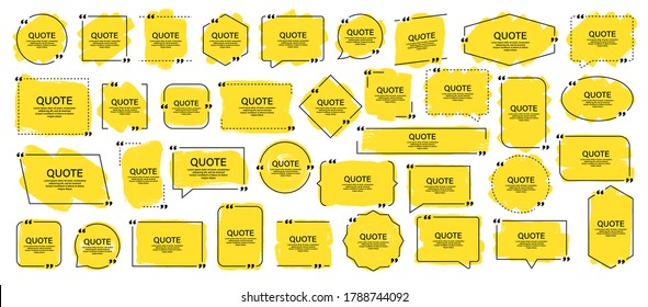 Quote Box Frame, Big Set. Texting Quote Boxes. Blank Template Quote Text Info Design Boxes Quotation Bubble Blog Quotes Symbols. Creative Vector Banner Illustration.