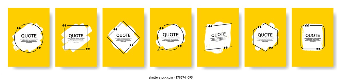 Quote box frame, big set. Texting quote boxes. Blank template quote text info design boxes quotation bubble blog quotes symbols. Creative vector banner illustration.