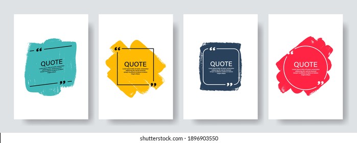 Quote box frame, big set. Texting quote boxes. Blank template quote text info design boxes quotation bubble blog quotes symbols. Creative vector banner illustration. Vector brushes background.