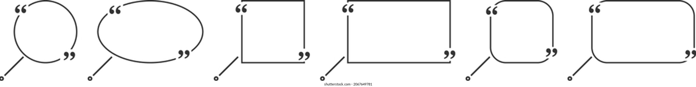 Quote box frame, big set. Quote box icon. Texting quote boxes. Blank template quote text info design boxes quotation bubble blog quotes symbols. Creative vector banner illustration. Vector illustratio