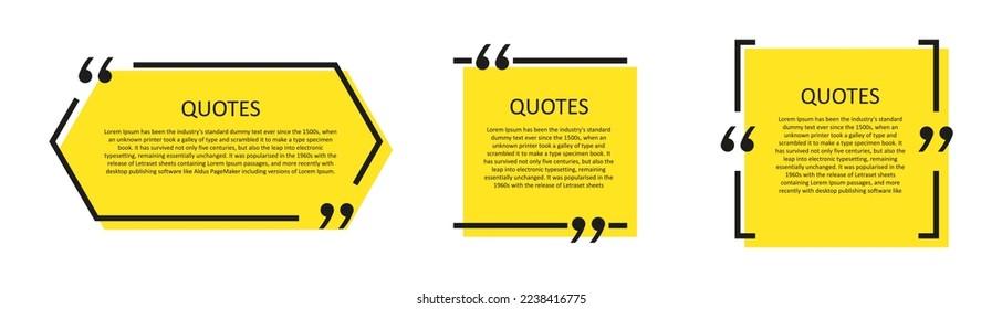 Quote box frame, big set. Texting quote blank template boxes. Blank template, quotation bubble,  bubble blog quotes symbols.