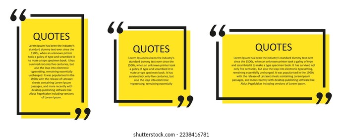 Quote box frame, big set. Texting quote blank template boxes. Blank template, quotation bubble,  bubble blog quotes symbols.