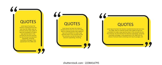 Quote box frame, big set. Texting quote blank template boxes. Blank template, quotation bubble,  bubble blog quotes symbols.