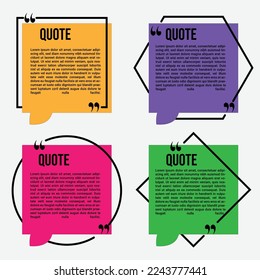 Quote box frame, big set. Quote box icon. Texting quote boxes. Blank template quote text info design boxes quotation bubble blog quotes symbols. Creative vector banner illustration.