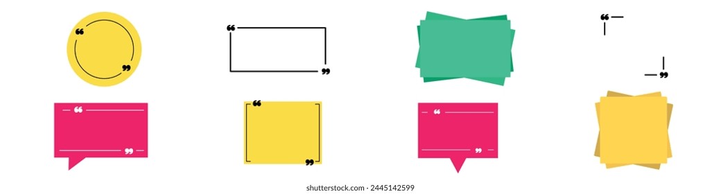 Quote box frame, big set. Quote box icon. Texting quote boxes. Blank template quote text info design boxes quotation bubble blog quotes symbols