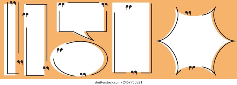 Quote box frame, big set. Quote text in a speech bubble. Quote box icon. Blank template quote text info design boxes quotation bubble blog quotes symbols. Set of speech bubbles. Speak bubble text.