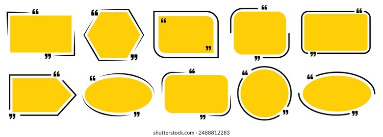 Angebotsbox-Rahmen, großes Set. Zitattext in der Sprechblase. Symbol für Angebotsfeld. Leere Vorlage Zitat Text Info Design Boxen Zitat Bubble Blog Zitate Symbole.