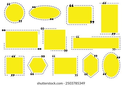 Quote box frame, big set. Quote box icon. Quote bubble template speech frame chat dialogue information. Creative vector banner illustration. EPS file 98.