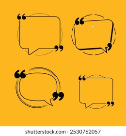 Quote box frame, big set. Texting boxes color flat cartoon icons. Blank template quote info design boxes quotation bubble blog symbols.