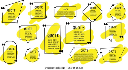 Quote box frame, big set. Quote box icon. Texting quote boxes. Blank template quote text info design boxes quotation bubble blog quotes symbols.vector eps10