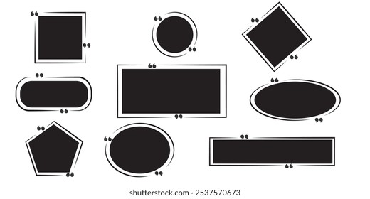 Marco de la caja de la cita, sistema grande. Cita el texto en la burbuja del discurso. Icono de cuadro de presupuesto. Cita de Plantilla en blanco información de texto cajas de diseño cita burbuja blog citas simbolos. eps 10