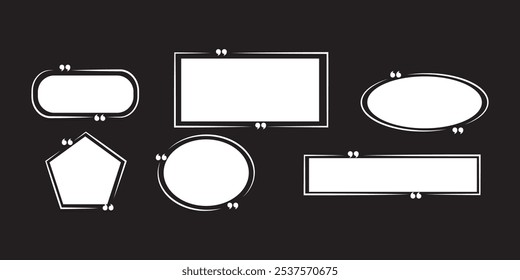 Quote box frame, big set. Quote text in speech bubble. Quote box icon. Blank template quote text info design boxes quotation bubble blog quotes symbols. eps 10