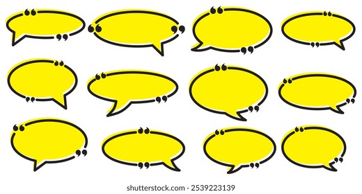 Marco de la caja de la cita, sistema grande. Cita el texto en la burbuja del discurso. Icono de cuadro de presupuesto. Plantilla en blanco cita texto info cuadros de diseño cita burbuja blog cita símbolos. Conjunto de iconos de cuadro de chat de burbuja de voz. 