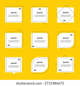 Conjunto grande del marco de la caja de la cita. Icono de cuadro de presupuesto. Mensajes de texto con cuadros de cita. Plantilla en blanco cita texto info cuadros de diseño cita burbuja blog cita símbolos.