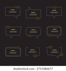 Conjunto grande del marco de la caja de la cita. Icono de cuadro de presupuesto. Mensajes de texto con cuadros de cita. Plantilla en blanco cita texto info cuadros de diseño cita burbuja blog cita símbolos.